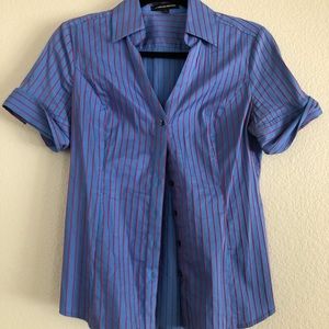 EXPRESS STUDIO BUTTON UP BLOUSE PINK STRIPE S